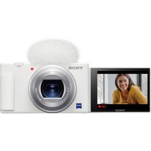 Sony ZV-1 Digital Camera (White) + Sony GP-VPT2BT (White)